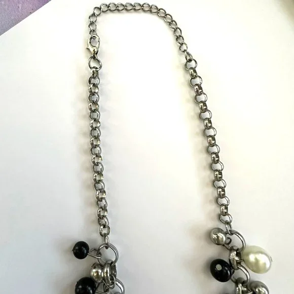 Womens Necklace Jewelry 10.25" Choker Faux Pearl Beads White Black Grey Costume - Picture 11 of 16